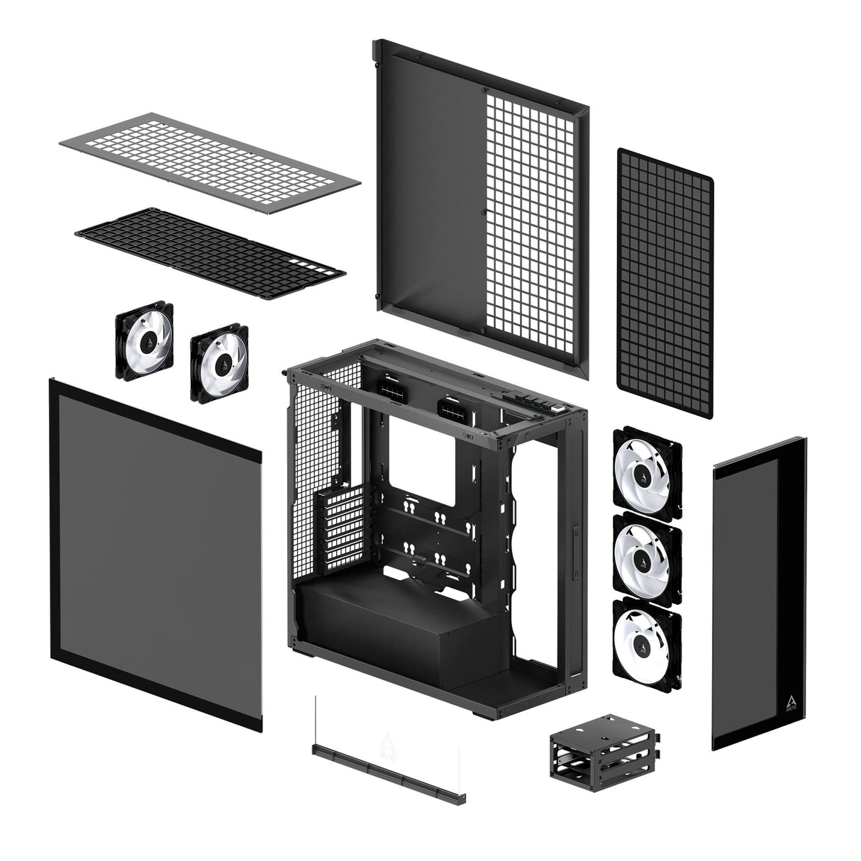 ARCTIC Xtender Black (Tinted Glass) Midi Tower Sort