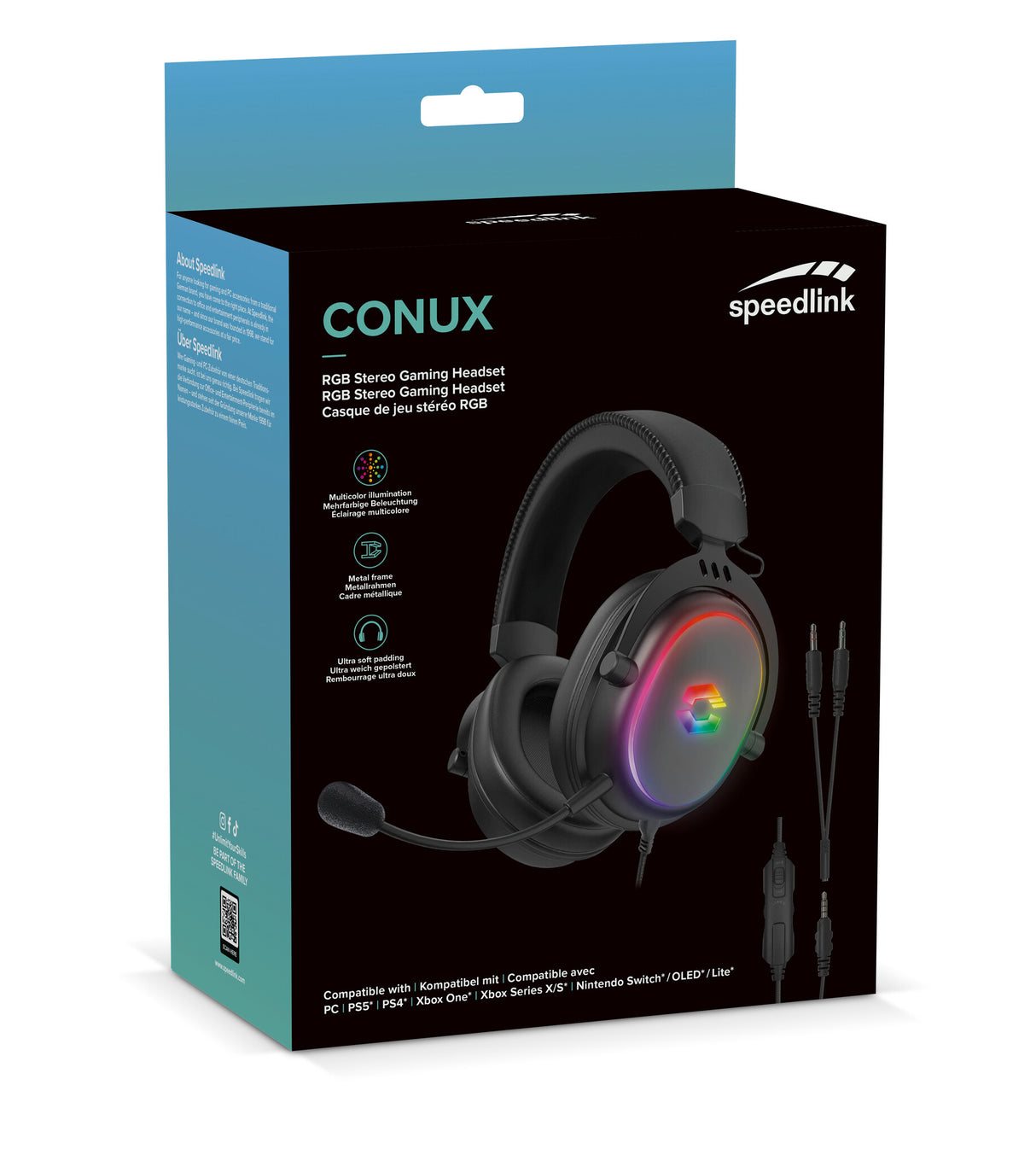 SPEEDLINK CONUX RGB Headset Ledningsført Spil USB Type-A Sort