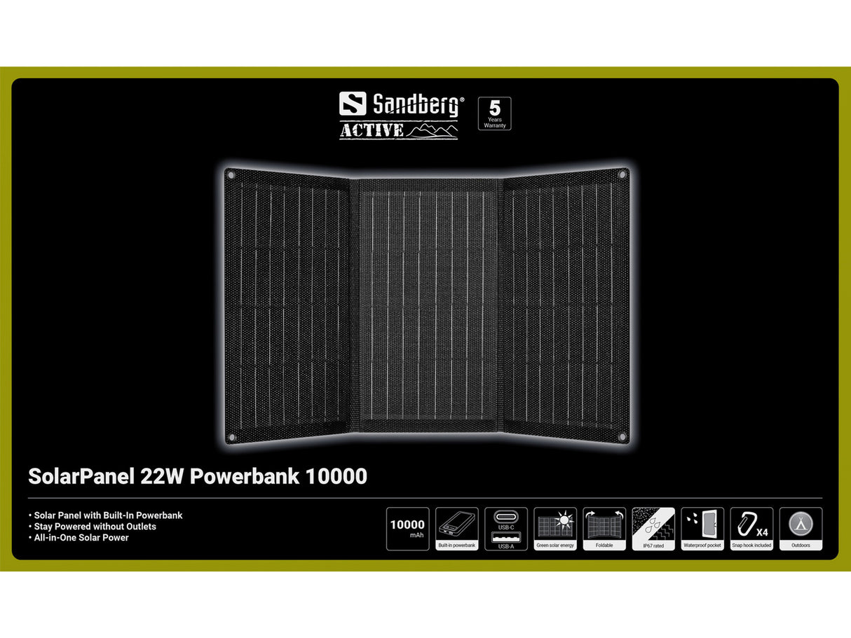 Sandberg 421-44 oplader til mobil enhed Universel Sort Batteri, Solar Udendørs