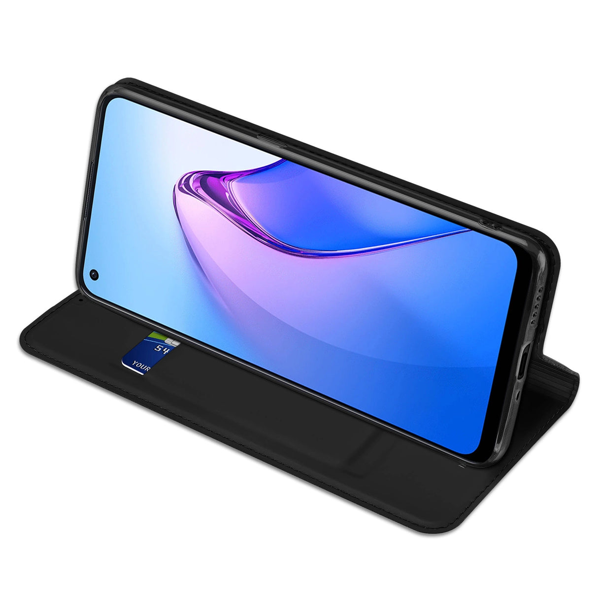 Dux Ducis Skin Pro æske til Oppo Reno 8 flip cover kort tegnebog stativ sort