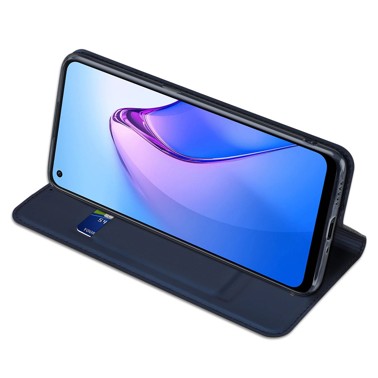 Dux Ducis Skin Pro æske til Oppo Reno 8 flip cover kort tegnebog stativ blå