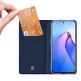 Dux Ducis Skin Pro æske til Oppo Reno 8 Pro flip cover kort tegnebog stativ blå