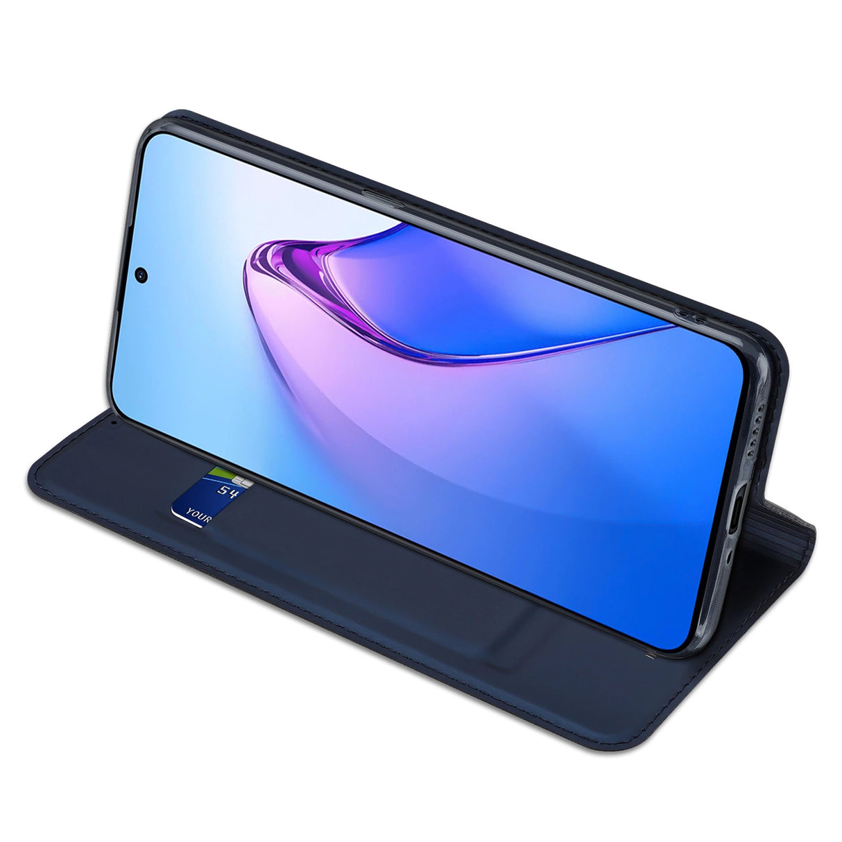 Dux Ducis Skin Pro æske til Oppo Reno 8 Pro flip cover kort tegnebog stativ blå