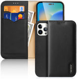 Dux Ducis Hivo Læder Flip Cover Ægte læder Wallet til kort og dokumenter iPhone 14 Pro Max Black