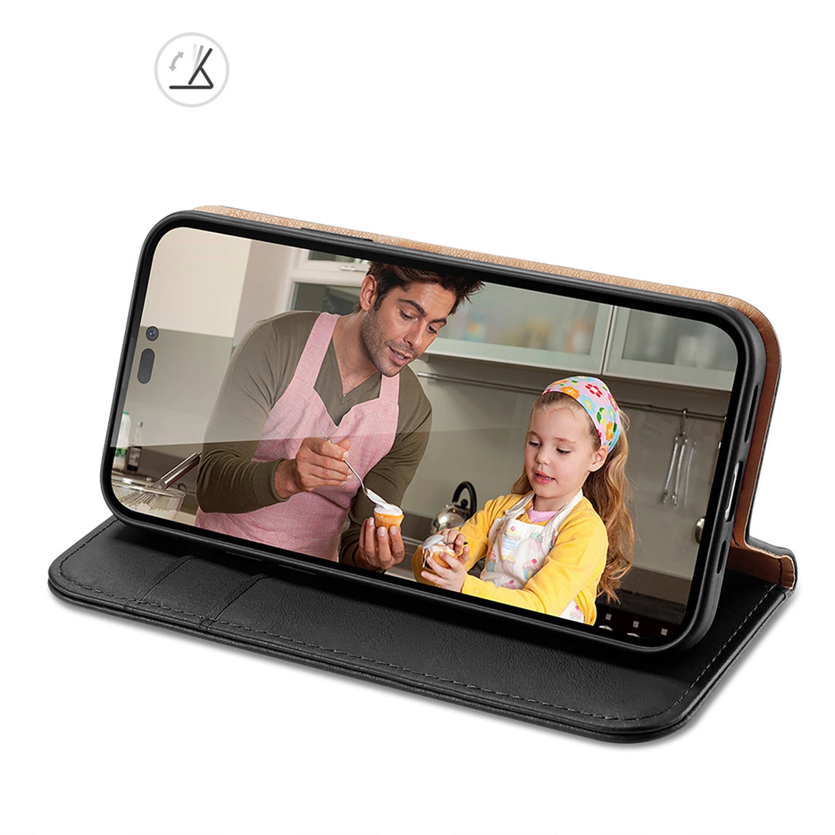 Dux Ducis Hivo Læder Flip Cover Ægte læder Wallet til kort og dokumenter iPhone 14 Pro Max Black