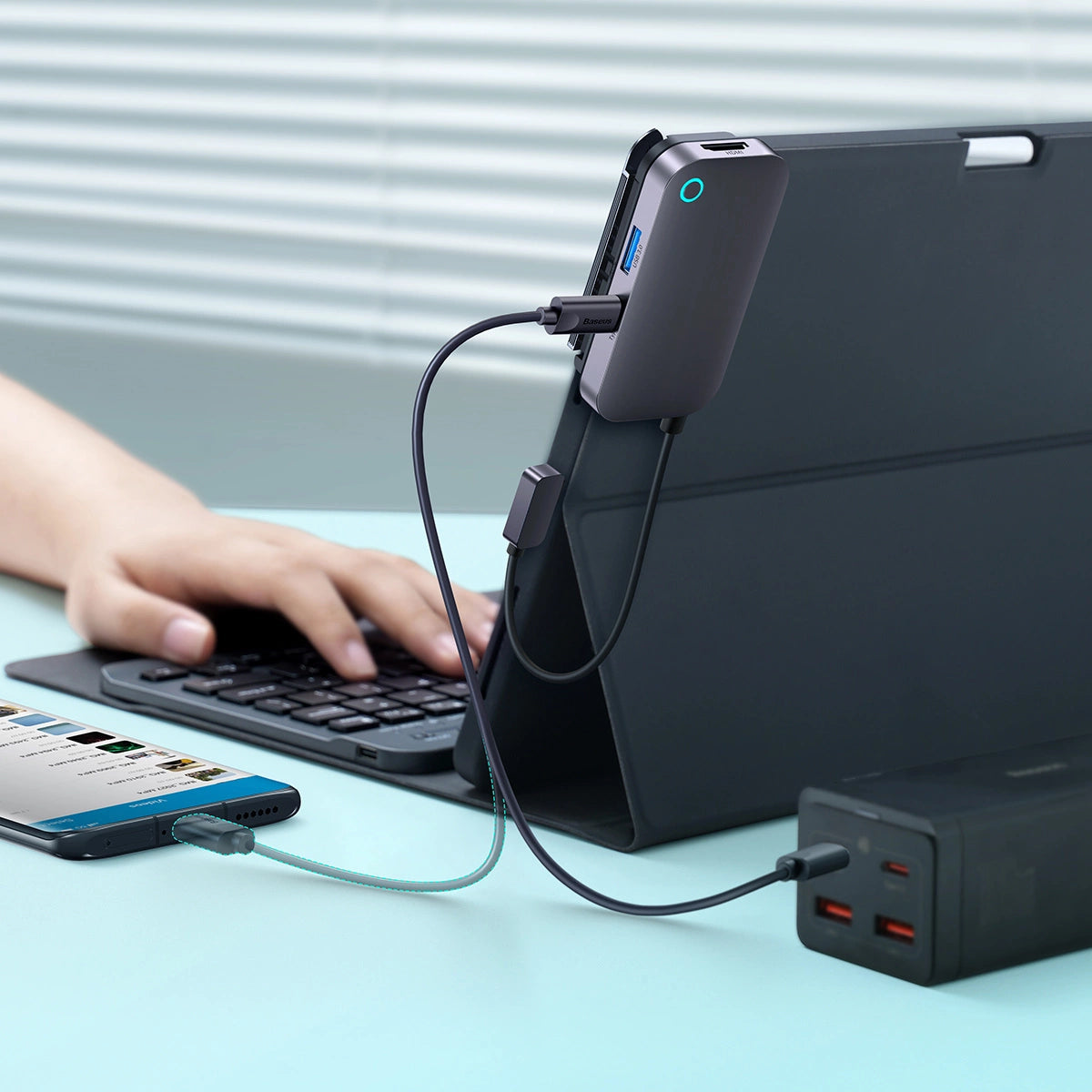 Baseus PadJoy universel 6in1 USB-C USB-C HUB til tablet / smartphone - mørkegrå