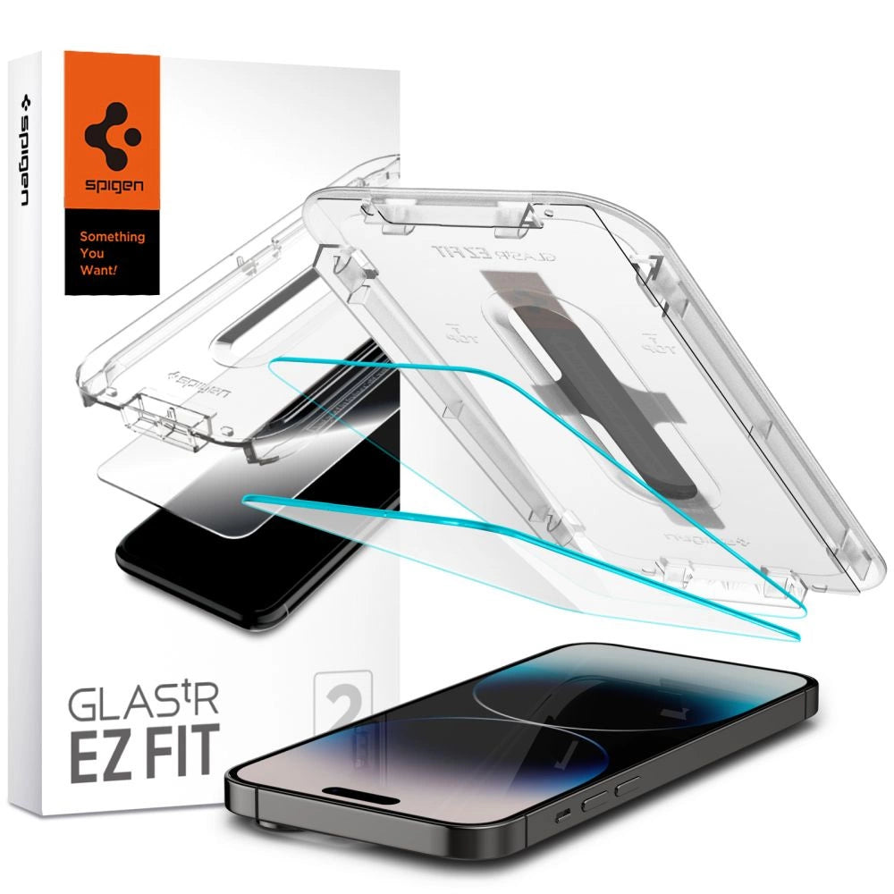 Spigen Glas.tR EZ Fit hærdet glas til iPhone 14 Pro - 2 stk.