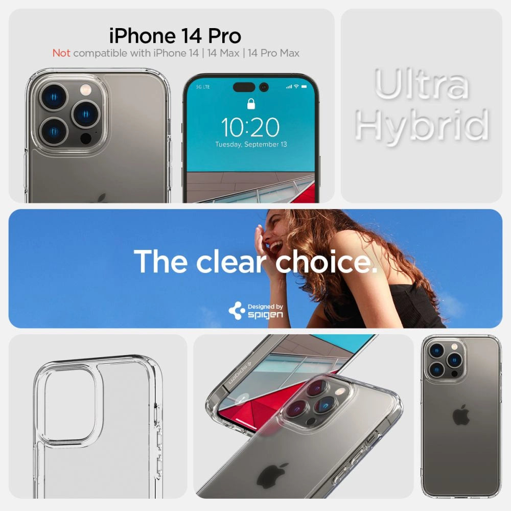 Spigen Ultra Hybrid iPhone 14 Pro Case - Mat klar