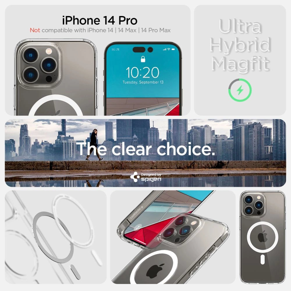 Spigen Ultra Hybrid Mag Case med MagSafe til iPhone 14 Pro - Clear/White