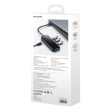 Baseus AcmeJoy HUB 4-port (USB-C til 1x USB-C PD&Data/3x USB3.0) mørk grå (WKJZ010013)