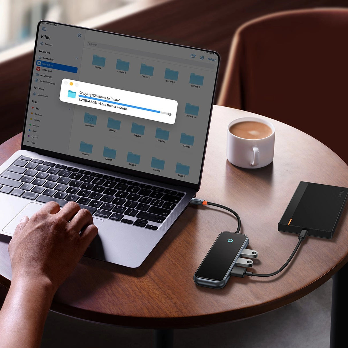 Baseus AcmeJoy HUB 4-port (USB-C til 1x USB-C PD&Data/3x USB3.0) mørk grå (WKJZ010013)