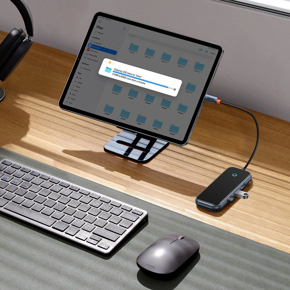 Baseus AcmeJoy HUB 4-port (USB-C til 1x USB-C PD&Data/3x USB3.0) mørk grå (WKJZ010013)