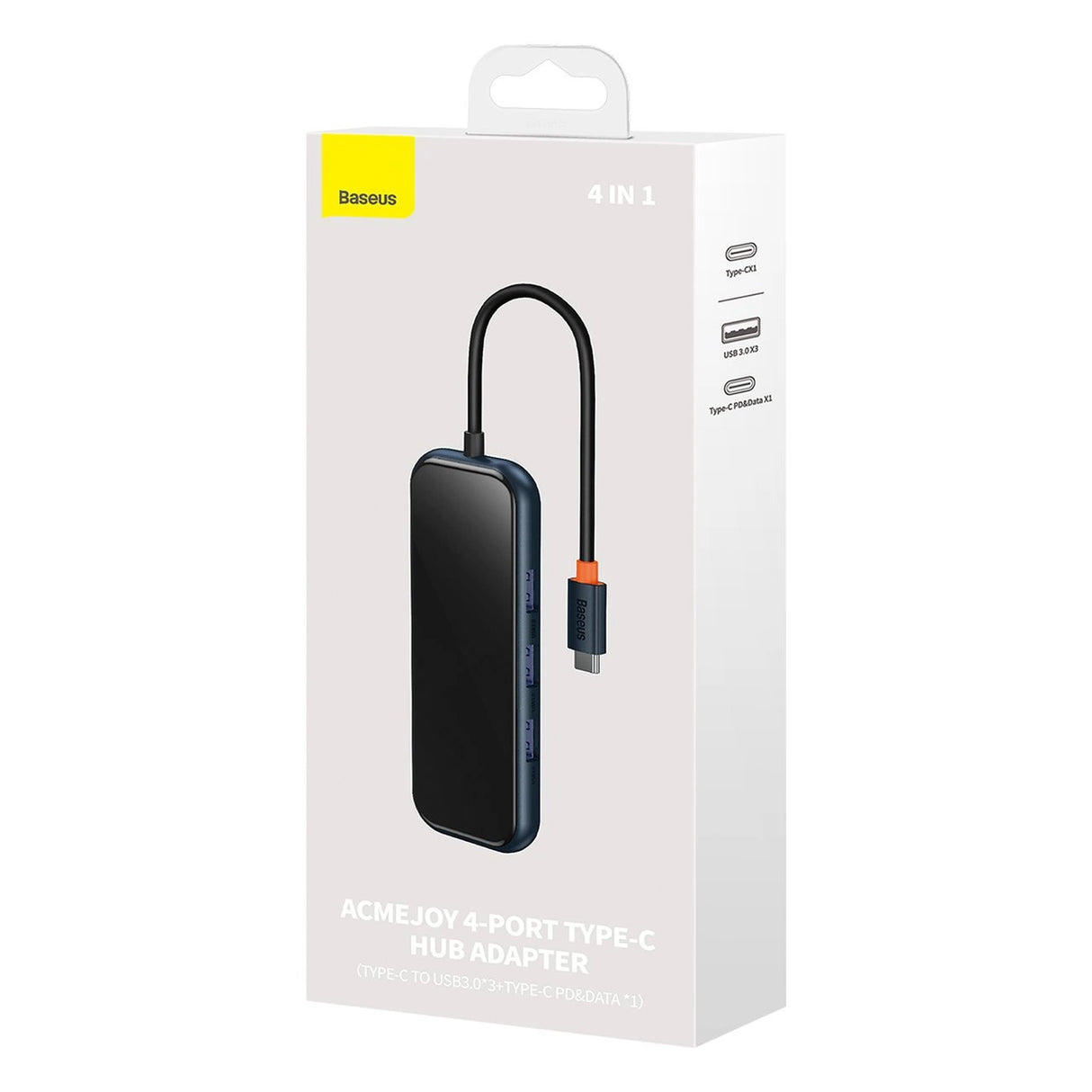 Baseus AcmeJoy HUB 4-port (USB-C til 1x USB-C PD&Data/3x USB3.0) mørk grå (WKJZ010013)