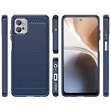 Carbon Case til Xiaomi Poco F4 5G fleksible silikone carbon cover blå