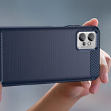 Carbon Case til Xiaomi Poco F4 5G fleksible silikone carbon cover blå
