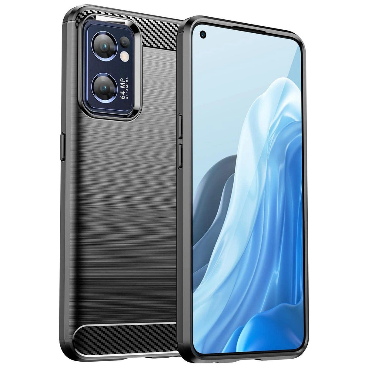 Carbon Case til Realme Narzo 50 5G fleksibelt silikone carbon cover sort