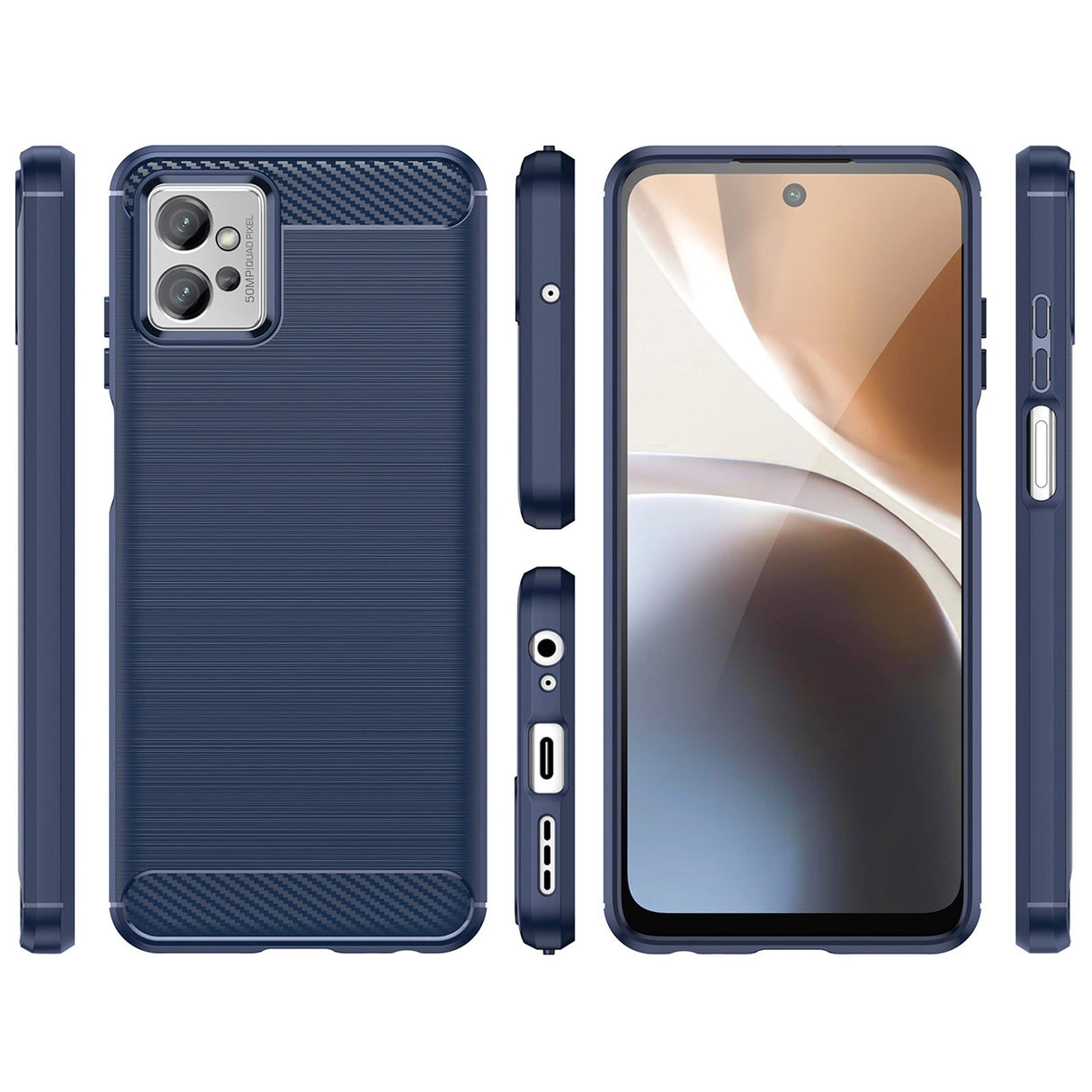 Carbon Case til Realme C35 fleksibelt silikone carbon cover sort