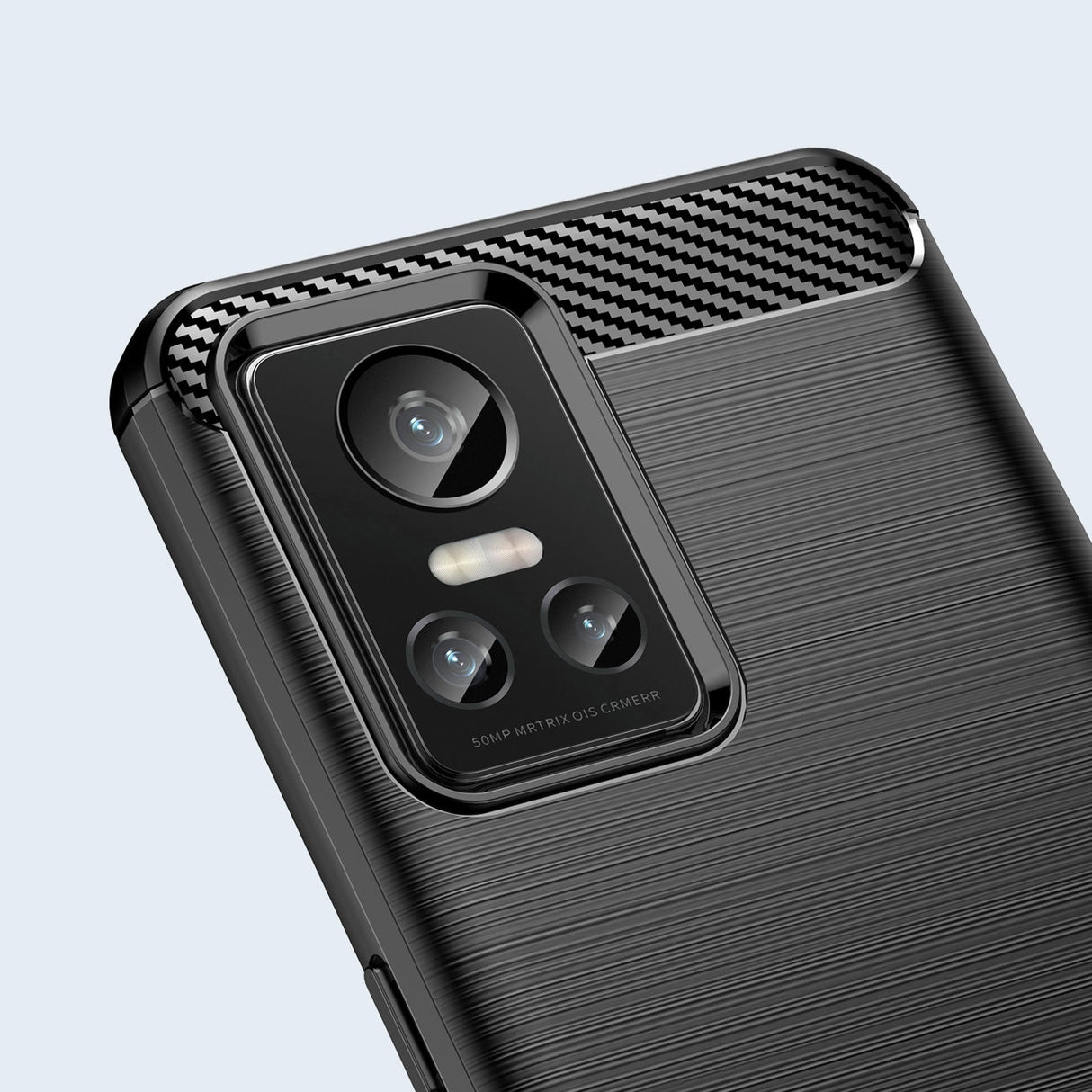 Carbon Case til Realme GT Neo 3 fleksibelt silikone carbon cover sort