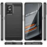 Carbon Case til Realme GT Neo 3 fleksibelt silikon carbon cover sort