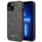 Guess GUHCP14SG4GFGR iPhone 14 6,1" szary/grå hard case 4G Metal Gold Logo