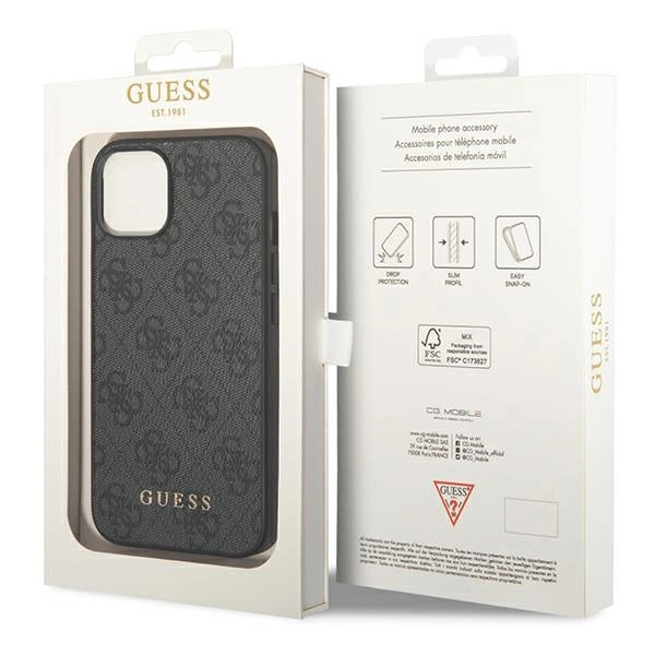 Guess GUHCP14SG4GFGR iPhone 14 6,1" szary/grå hard case 4G Metal Gold Logo