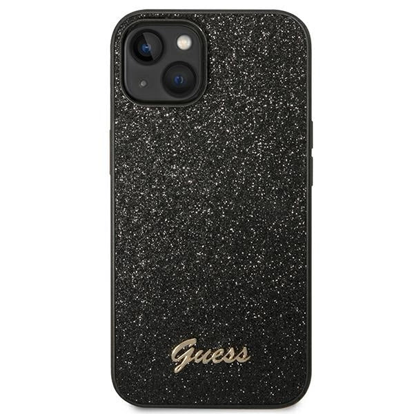 Guess GUHCP14MHGGSHK iPhone 14 Plus 6,7" sort/sort hårdkasse Glitter Script