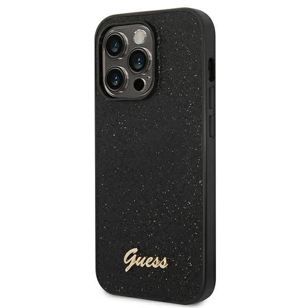 Guess GUHCP14LHGGSHK iPhone 14 Pro 6,1" sort/sort hårdkasse Glitter Script