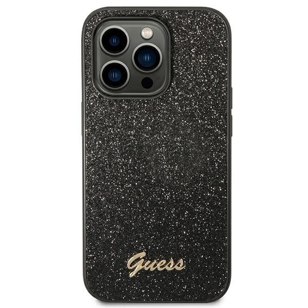 Guess GUHCP14LHGGSHK iPhone 14 Pro 6,1" sort/sort hårdkasse Glitter Script