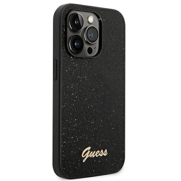 Guess GUHCP14LHGGSHK iPhone 14 Pro 6,1" sort/sort hårdkasse Glitter Script