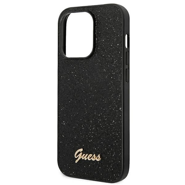 Guess GUHCP14LHGGSHK iPhone 14 Pro 6,1" sort/sort hårdkasse Glitter Script