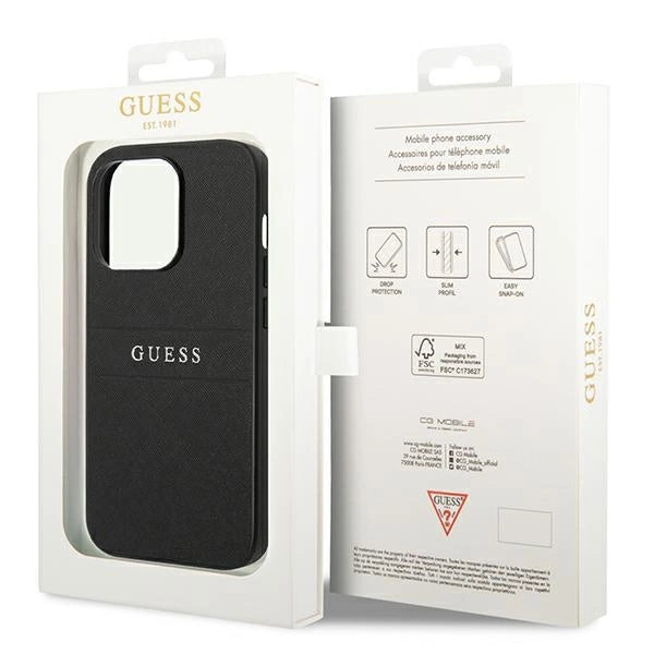 Guess GUHCP14LPSASBBK iPhone 14 Pro 6,1" sort Saffiano Strap