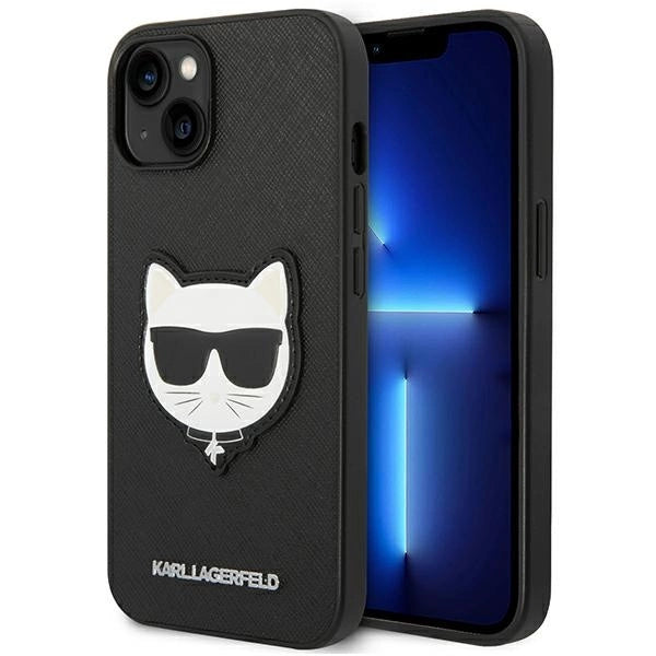 Karl Lagerfeld KLHCP14MSAPCHK iPhone 14 Plus 6,7" Hardcase sort Saffiano Choupette Head Patch