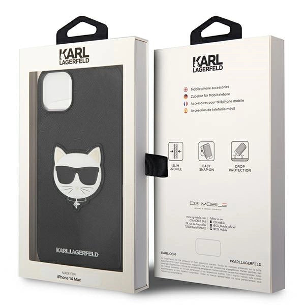 Karl Lagerfeld KLHCP14MSAPCHK iPhone 14 Plus 6,7" Hardcase sort Saffiano Choupette Head Patch