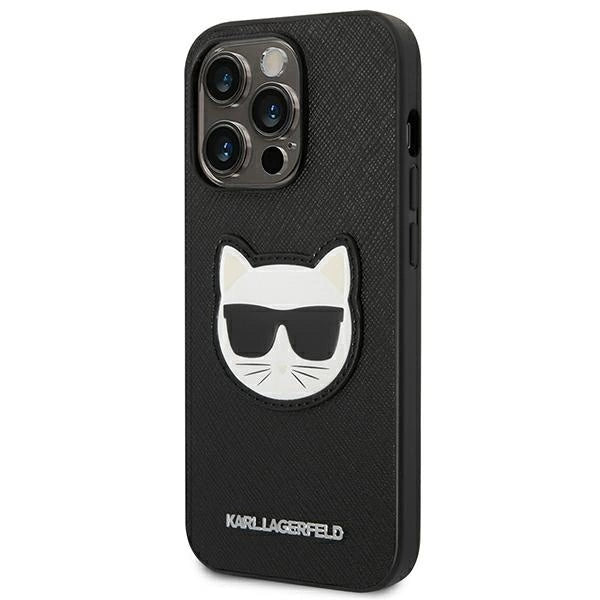 Karl Lagerfeld KLHCP14XSAPCHK iPhone 14 Pro Max 6,7" Hardcase sort Saffiano Choupette Head Patch