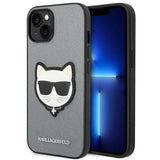 Karl Lagerfeld KLHCP14MSAPCHG iPhone 14 Plus 6,7" hårdkasse sølv/sølv Saffiano Choupette Head Patch