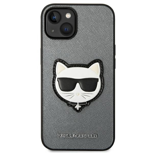 Karl Lagerfeld KLHCP14MSAPCHG iPhone 14 Plus 6,7" hårdkasse sølv/sølv Saffiano Choupette Head Patch