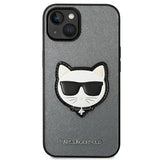 Karl Lagerfeld KLHCP14MSAPCHG iPhone 14 Plus 6,7" hårdkasse sølv/sølv Saffiano Choupette Head Patch