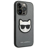Karl Lagerfeld KLHCP14XSAPCHG iPhone 14 Pro Max 6,7" hårdkasse srebrny/silver Saffiano Choupette Head Patch