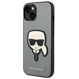 Karl Lagerfeld iPhone 14 Plus 6,7" sølv/sølv hårdkasse Saffiano Karlons Head Patch