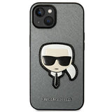 Karl Lagerfeld iPhone 14 Plus 6,7" sølv/sølv hårdkasse Saffiano Karlons Head Patch