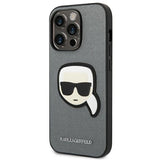 Karl Lagerfeld KLHCP14LSAPKHG iPhone 14 Pro 6,1" sølv/sølv hårdkasse Saffiano Karlons Head Patch