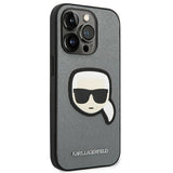 Karl Lagerfeld KLHCP14LSAPKHG iPhone 14 Pro 6,1" sølv/sølv hårdkasse Saffiano Karlons Head Patch