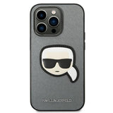 Karl Lagerfeld KLHCP14XSAPKHG iPhone 14 Pro Max 6,7" Sølv/sølv hårdkasse Saffiano Karlons Head Patch