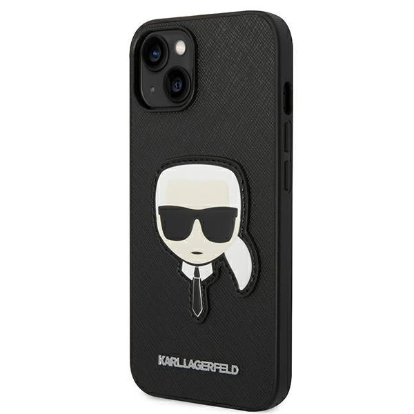 Karl Lagerfeld iPhone 14 Plus 6,7" sort/sort hårdkasse Saffiano Karlons Head Patch