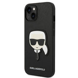 Karl Lagerfeld iPhone 14 Plus 6,7" sort/sort hårdkasse Saffiano Karlons Head Patch