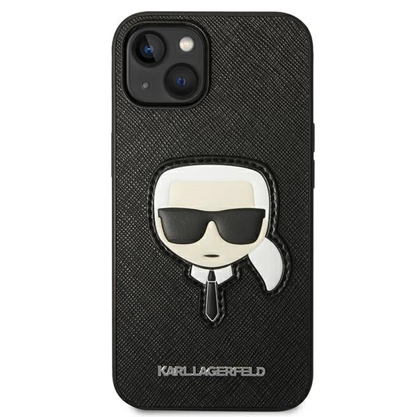 Karl Lagerfeld iPhone 14 Plus 6,7" sort/sort hårdkasse Saffiano Karlons Head Patch