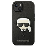 Karl Lagerfeld iPhone 14 Plus 6,7" sort/sort hårdkasse Saffiano Karlons Head Patch