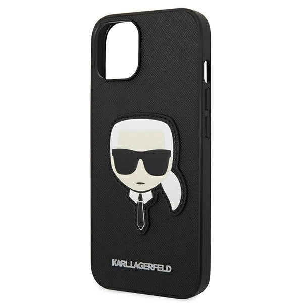 Karl Lagerfeld iPhone 14 Plus 6,7" sort/sort hårdkasse Saffiano Karlons Head Patch