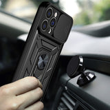 Hybrid Armor Camshield-hylster til iPhone 14 Plus-panserhylster med kameraomslag sort