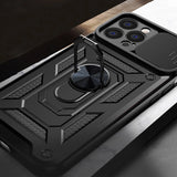 Hybrid Armor Camshield-hylster til iPhone 13 Pro Max pansret hylster med kameraomslag pink